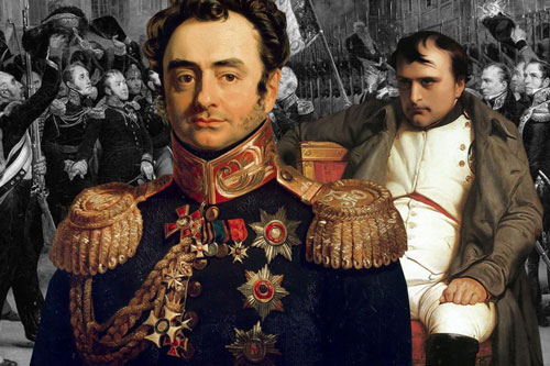 Bá tước Nga Shuvalov (trước) và Hoàng đế bị phế truất Napoleon. Ảnh: RBTH