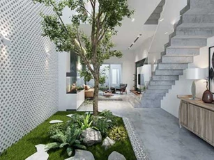Chùm ảnh nhà đẹp với giếng trời và nội thất ngập tràn sắc xanh