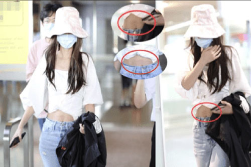 Angelababy vô tình để lộ vết rạn da ở vùng bụng khi diện áo crop top khoe eo thon