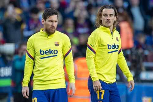 Messi và Griezmann (phải). Ảnh: Getty.