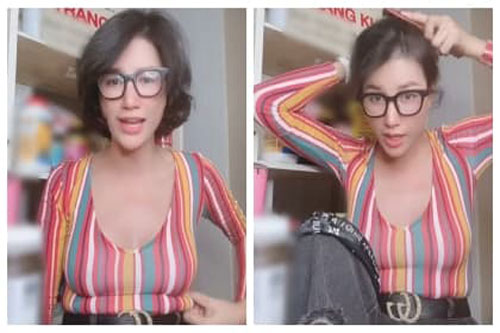 Trang Trần lộ tầng mỡ dày cộp khi mặc đồ bó sát trên sóng livestream