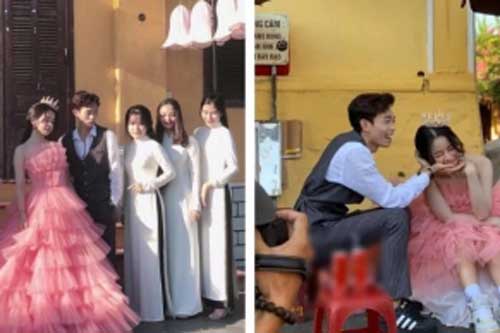 DJ Mie hóa “công chúa nhỏ” cực tình tứ bên Hồng Thanh trong buổi đi chụp ảnh cưới tại Hội An