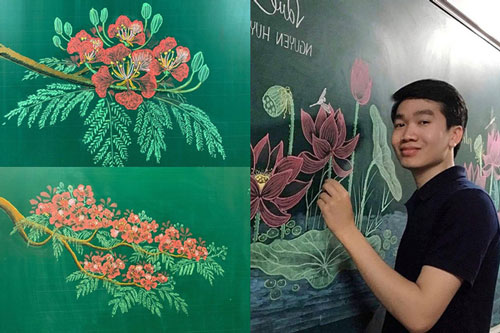 Thầy giáo 9X vẽ hoa phượng trên bảng phấn 'gây sốt' cộng đồng mạng