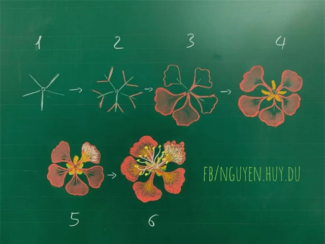 Thầy giáo 9X vẽ hoa phượng trên bảng phấn gây sốt cộng đồng mạng - Ảnh 1.