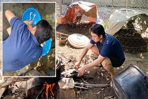 Phan Mạnh Quỳnh gây chú ý với hình ảnh về quê bạn gái vào bếp đun nước, thịt gà