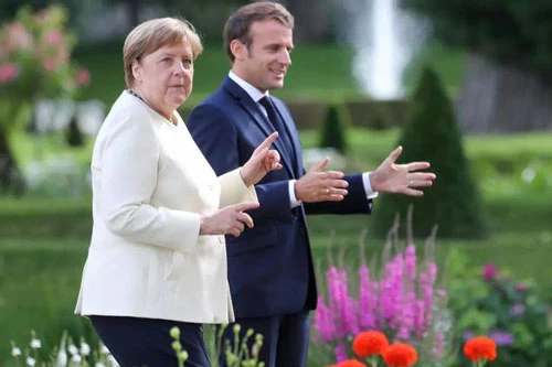 Tổng thống Pháp, Emmanuel Macron và Thủ tướng Đức Angela Merkel. Ảnh: Reuters
