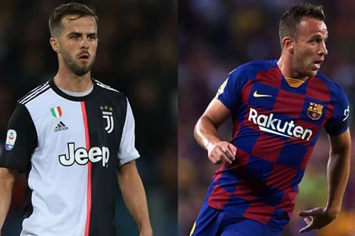 Pjanic và Arthur Melo đổi chỗ cho nhau.