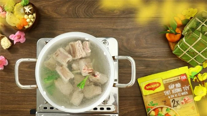 Canh sườn nón nấu với bắp cải