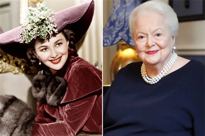 Olivia de Havilland năm 1941 (trái) và 2016. Ảnh: AP.