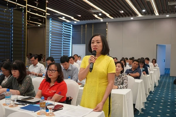 Đại diện doanh nghiệp ở Khánh Hòa chia sẻ tại Hội nghị kết nối Ngân hàng - Doanh nghiệp trên địa bàn.