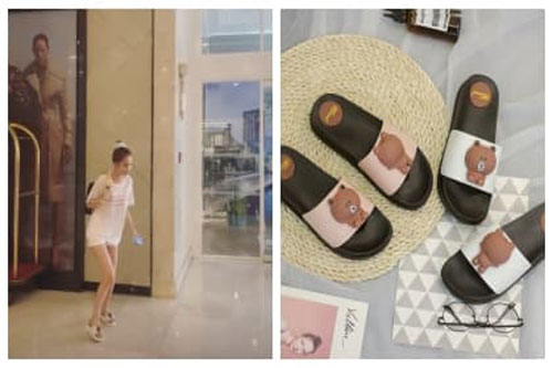 Là mĩ nhân giàu sụ của showbiz, Ngọc Trinh lại diện dép lê vài chục nghìn kém sang khi đi shopping