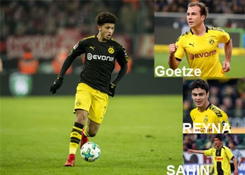 Sancho bỏ Man City đến Dortmund, nơi các bậc đàn anh như Sahin, Goetze và Reyna từng nằm trong Top 10 cầu thủ trẻ nhất ra sân ở Bundesliga