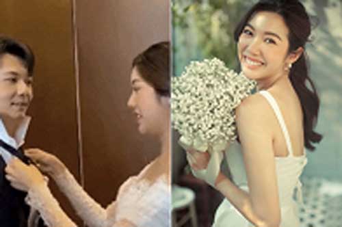 Khoe hậu trường chụp ảnh cưới, Thúy Vân 'gây sốt' với hành động cực ngọt ngào dành cho ông xã