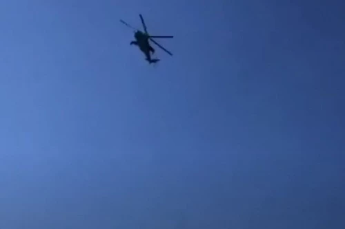 Trực thăng quân sự Nga xuất hiện trên bầu trời Armenia. Ảnh: Sputnik.