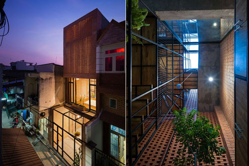 Nhà siêu nhỏ ấn tượng với gạch trần