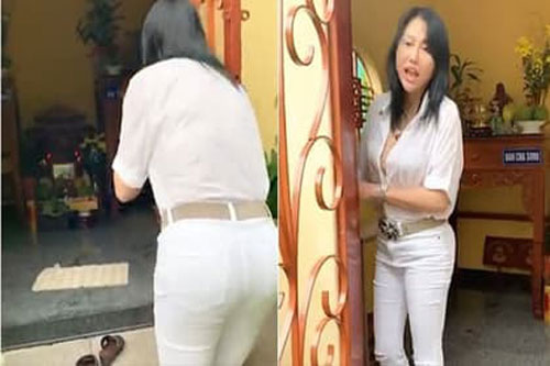 Phi Thanh Vân gây tranh cãi vì mang giày vào khu vực cúng Tổ nghề