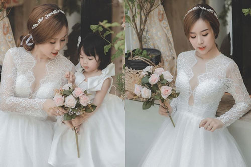 Bảo Ngọc mặc váy cưới để thoả ước mơ