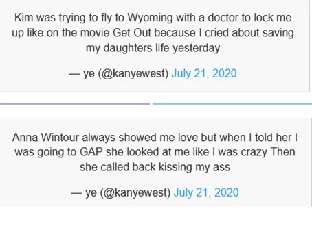 Một vài dòng tweet của Kanye đêm qua.