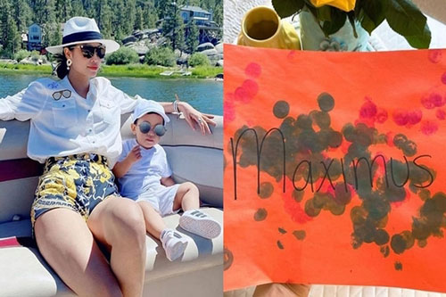 Con trai vẽ tranh tặng Phạm Hương