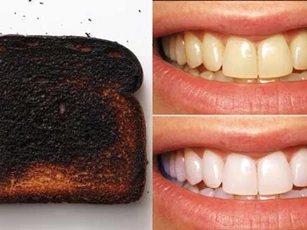 Nướng cháy bánh mì rồi chà lên răng 2 phút, răng trắng, cao răng bong ra từng mảng
