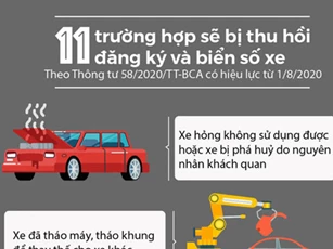 11 trường hợp sẽ bị thu hồi đăng ký và biển số xe từ 1/8/2020