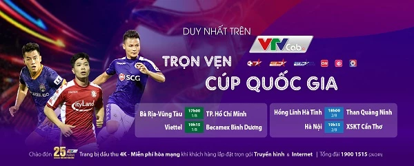 Lịch phát sóng Tứ kết Cúp Quốc gia trên các kênh thể thao của VTVcab.