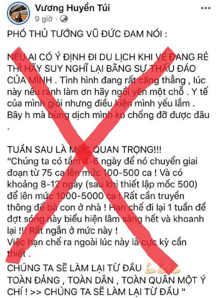 Nội dung đăng tải trên Facebook cá nhân của bà H.