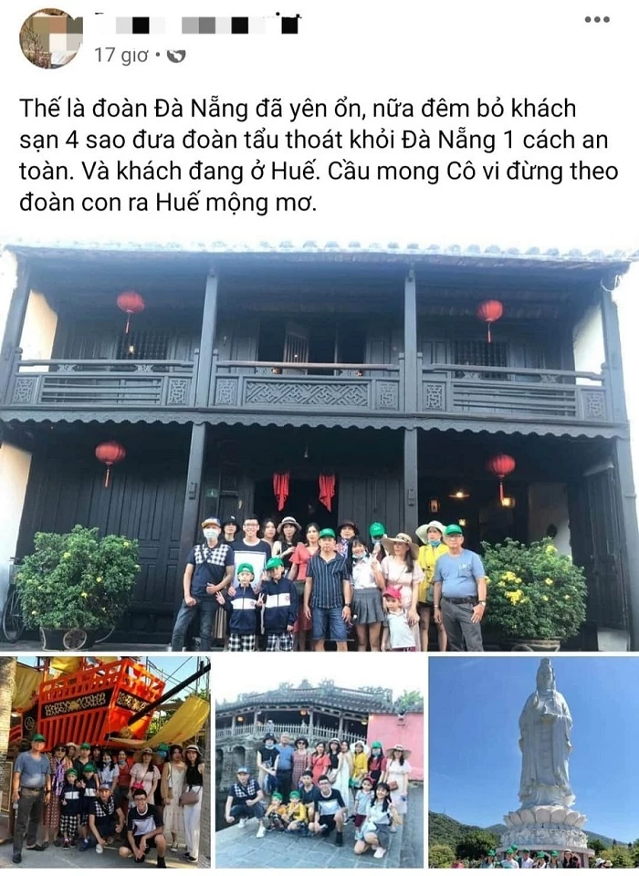 Nhân viên Công ty du lịch Sentourist khoe chiến tích đưa đoàn khách trốn khỏi Đà Nẵng khi dịch Covid-19 đang diễn biến phức tạp tại địa phương này.