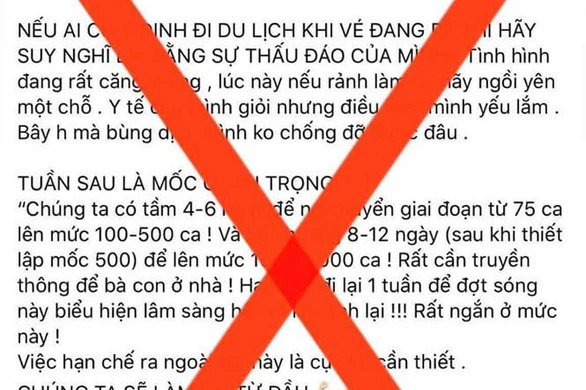 Thông tin đăng trên Facebook của một cá nhân, giả mạo phát ngôn của Phó thủ tướng Vũ Đức Đam để kêu gọi chia sẻ do Bộ Y tế cung cấp