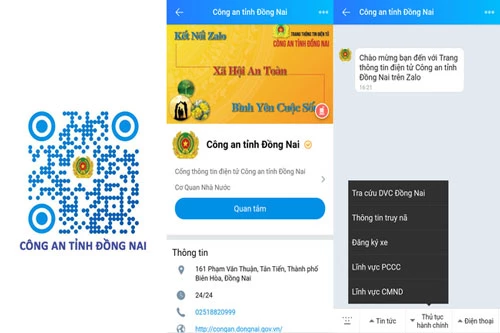 Quét mã QR để sử dụng nhiều tính năng tại Zalo Công an tỉnh Đồng Nai