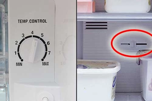 Tủ lạnh có 2 nút điều chỉnh ở ngăn mát và ngăn đá.