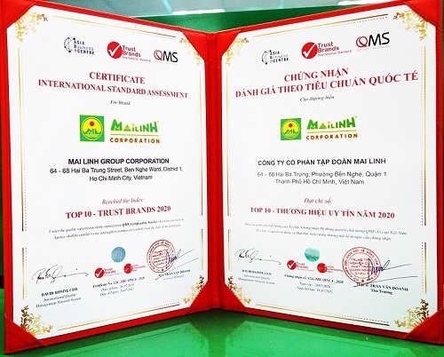 Tập đoàn Mai Linh đạt “Top 10 – Thương hiệu uy tín năm 2020”