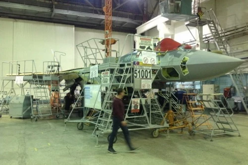 Chiếc Su-57 sản xuất hàng loạt đầu tiên đã rơi ngay trong chuyến bay thử nghiệm. Ảnh: Lenta.