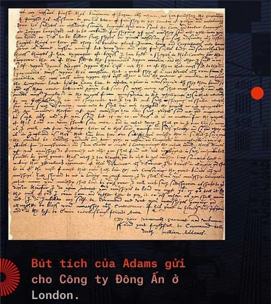 Bút tích của Adams gửi cho công ty Đông Ấn ở London