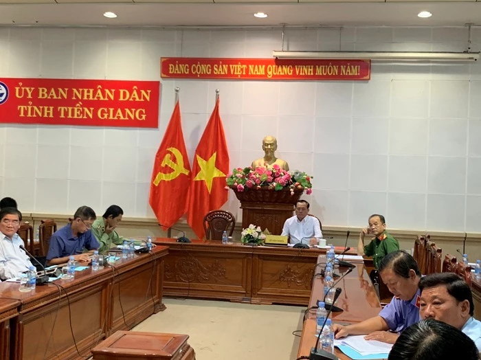 Tham dự Hội nghị giao ban trực tuyến 6 tháng đầu năm 2020 của Ban Chỉ đạo 138/CP và Ban Chỉ đạo 389 quốc gia tại điểm cầu Tiền Giang