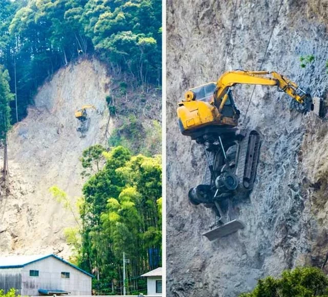 Đây là cách người ta đào đất trên một sườn núi.