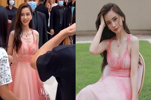 Angelababy lộ cổ trơ xương