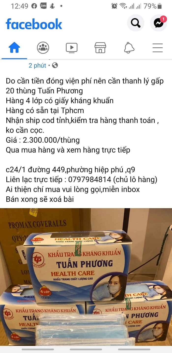 Thậm chí có những nơi còn rao bán giá khẩu trang chỉ 2,3 triệu/ 1 thùng