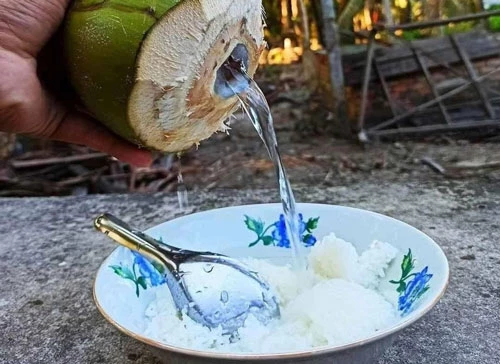 Ngoài tác dụng giải khát, dừa còn là món canh cho bữa ăn của người miền Tây. Ảnh: Ohman.  create