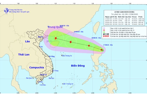 Đường đi của áp thấp nhiệt đới.