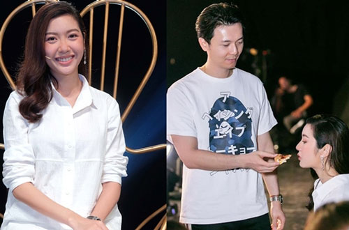 Thúy Vân được chồng hộ tống đi chấm thi