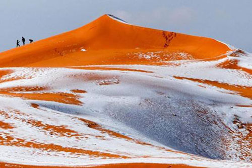 Kỳ lạ: Tuyết phủ trên sa mạc
