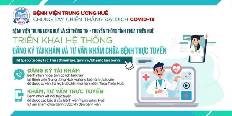 Hướng dẫn để đăng ký tái khám và tư vấn khám chữa bệnh trực tuyến của Bệnh viện Trung ương Huế.