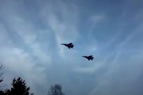 Tiêm kích đa năng Su-30SM của Không quân Belarus. Ảnh: Interfax.