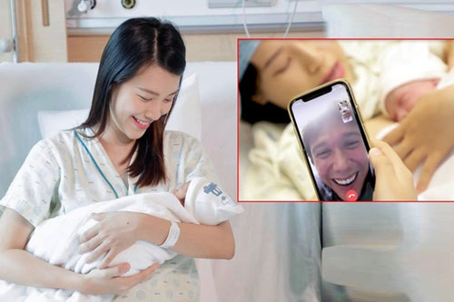 Chồng Hoàng Oanh nhìn vợ sinh qua điện thoại