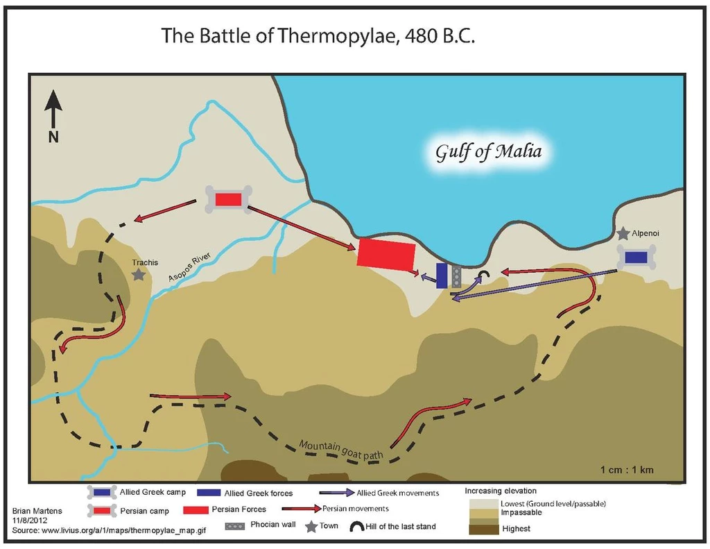 Trận đánh nổi tiếng này diễn ra năm 480 TCN. Ảnh: ThingLink.