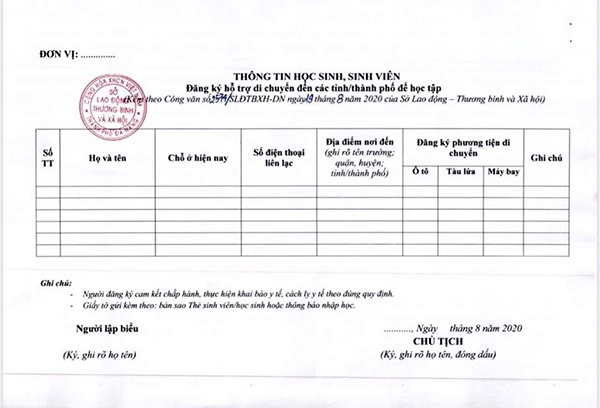 Đà Nẵng: Hỗ trợ học sinh, sinh viên có nhu cầu đến các địa phương khác để nhập học