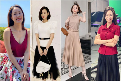 Dàn nữ MC, diễn viên, ca sĩ mặc chân váy dài xếp ly đẹp như thế nào?