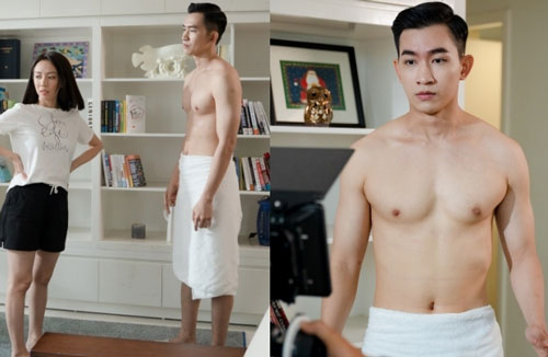 Thu Trang ngượng khi Võ Cảnh khoe body