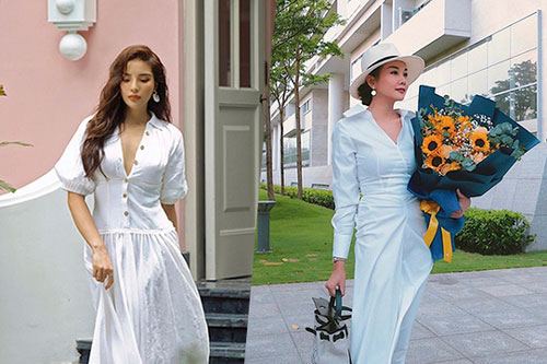 10 mẫu đầm trắng hợp mùa của sao Việt